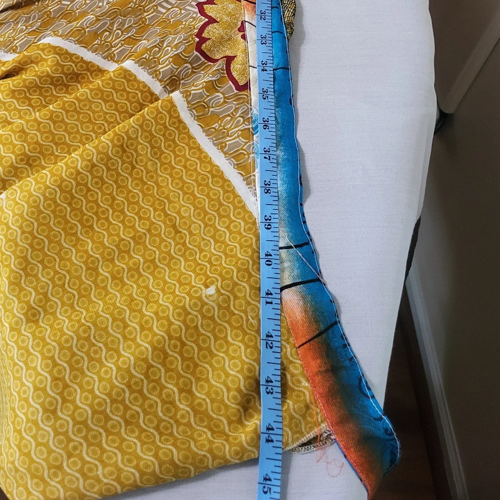 Kariza Yellow and Green A-Line Midi Skirt Or Beach Cover - Picture 14 of 16